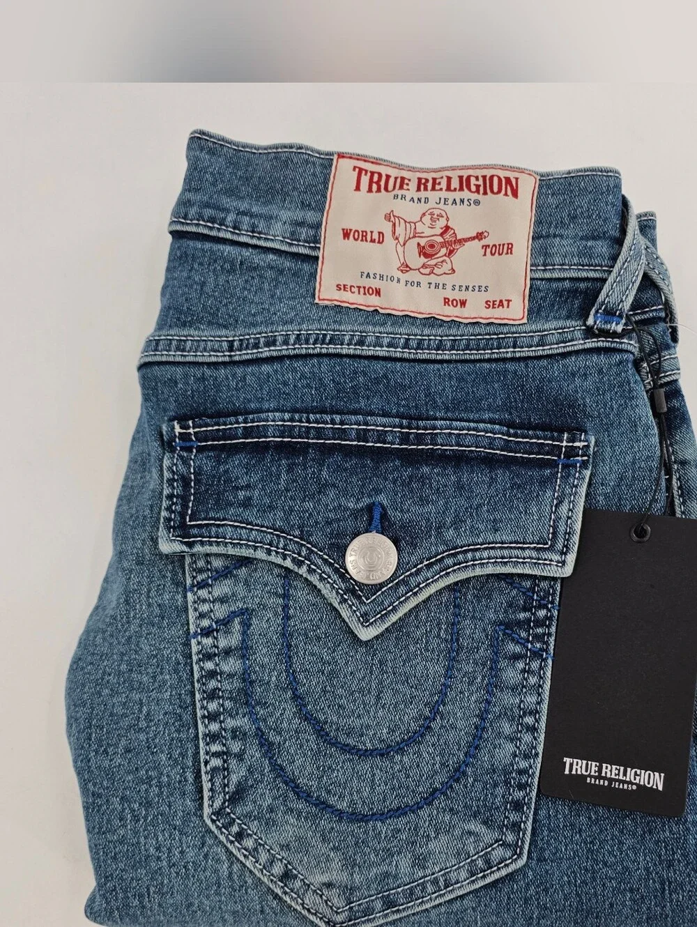 True Religion Geno SN Flap Relaxed Slim Denim Jeans World Tour Men's